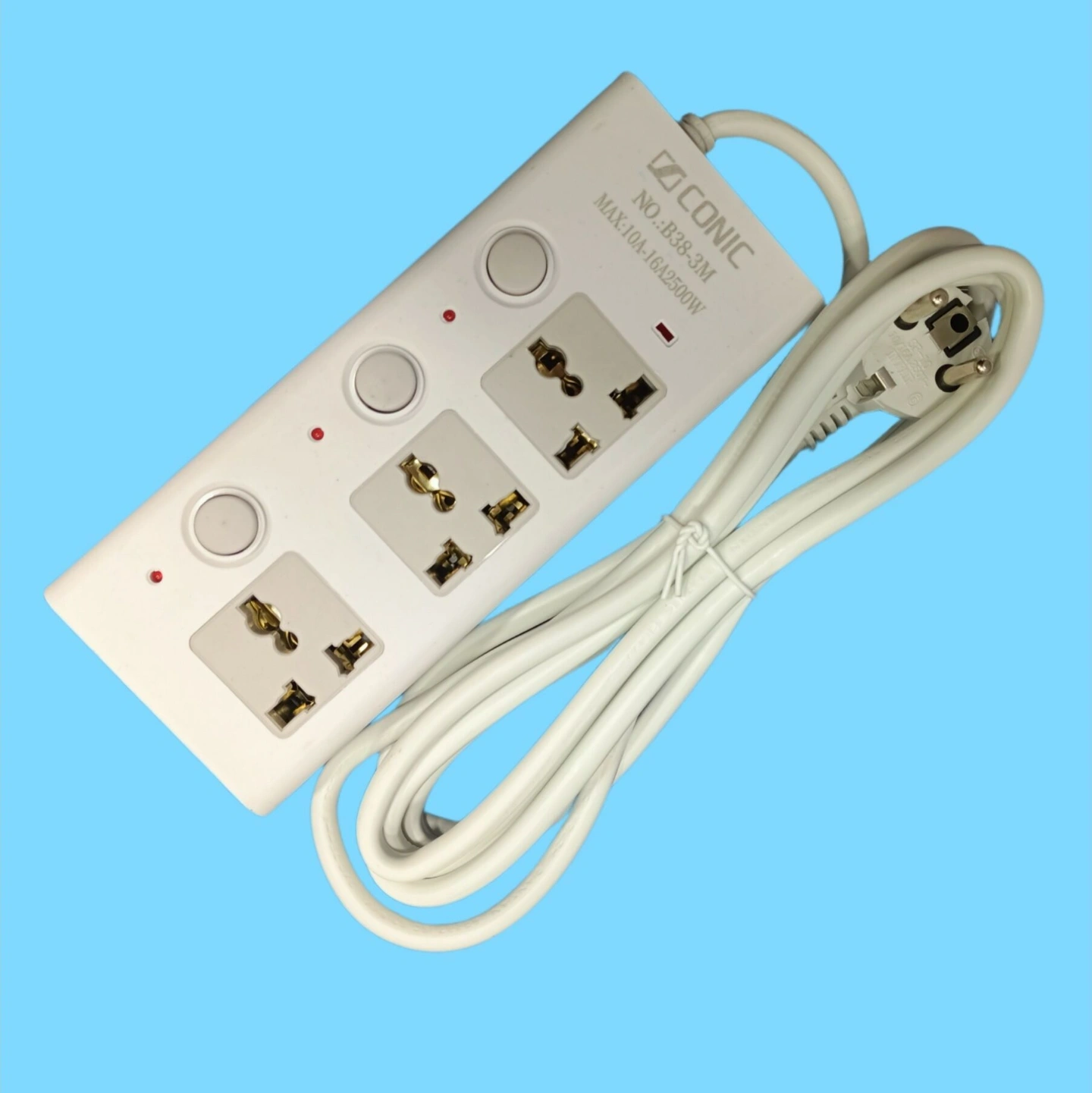 Incoaluxe PR3W Extension Cord/ Multiplug with 3-Socket, 3m Cable 2