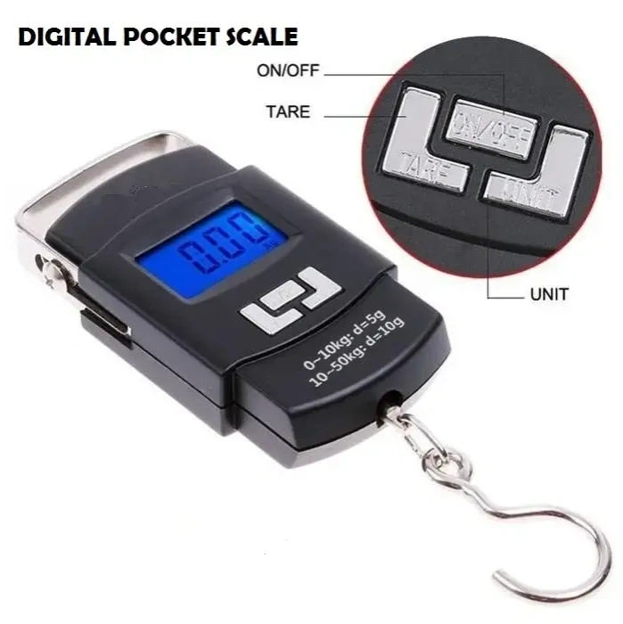 Digital Pocket Hanging Luggage Scale with LCD Display - 50Kg 1
