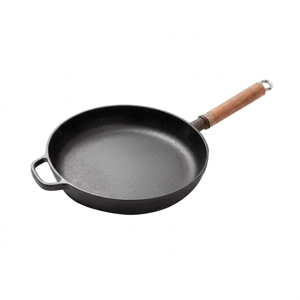 Cast iron fry pan with wooden Handle - 22cm 1