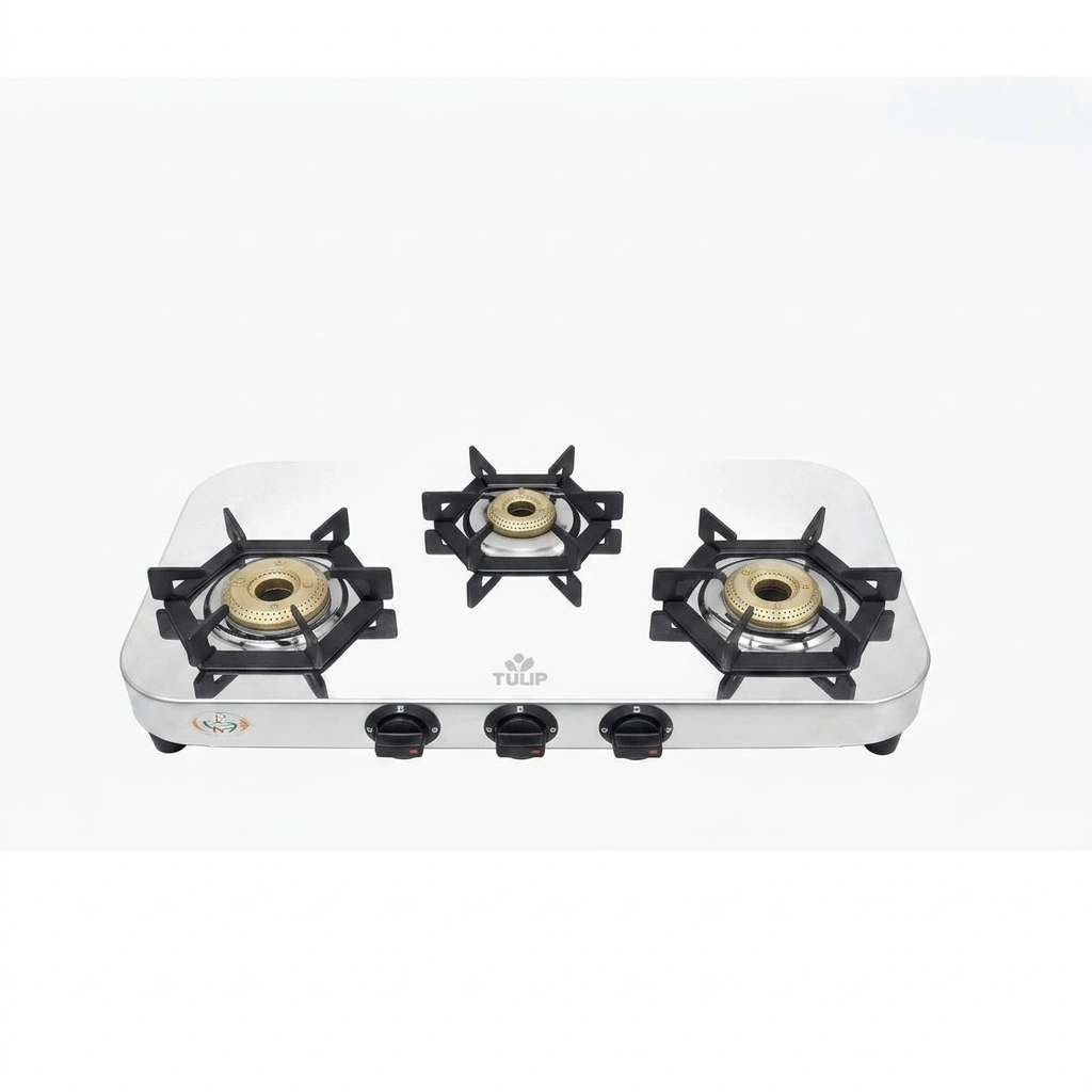 Tulip | Stainless Steel Automatic Gas Stove | BMW Heavy 14Kg - 3 Burner 2