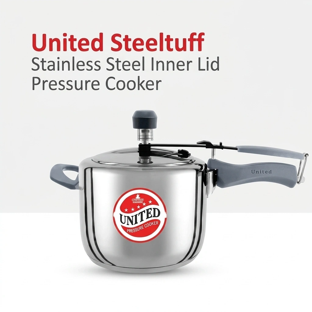 United T-3 Triply Inner Lid Pressure Cooker with Silicon Handle - 2 Ltr 1