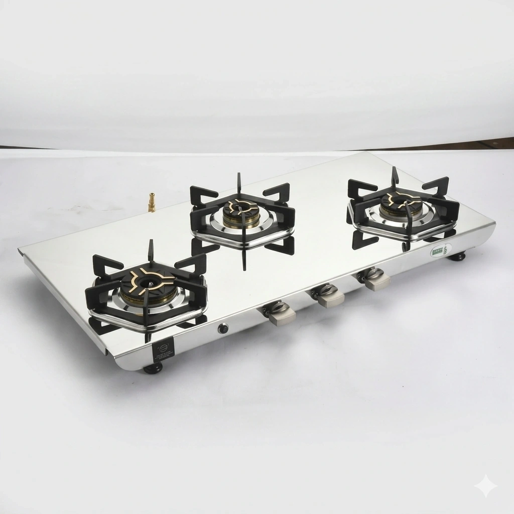RG | Stainless Steel Auto Flame Gas Stove – Lotus - 3 Burner 1