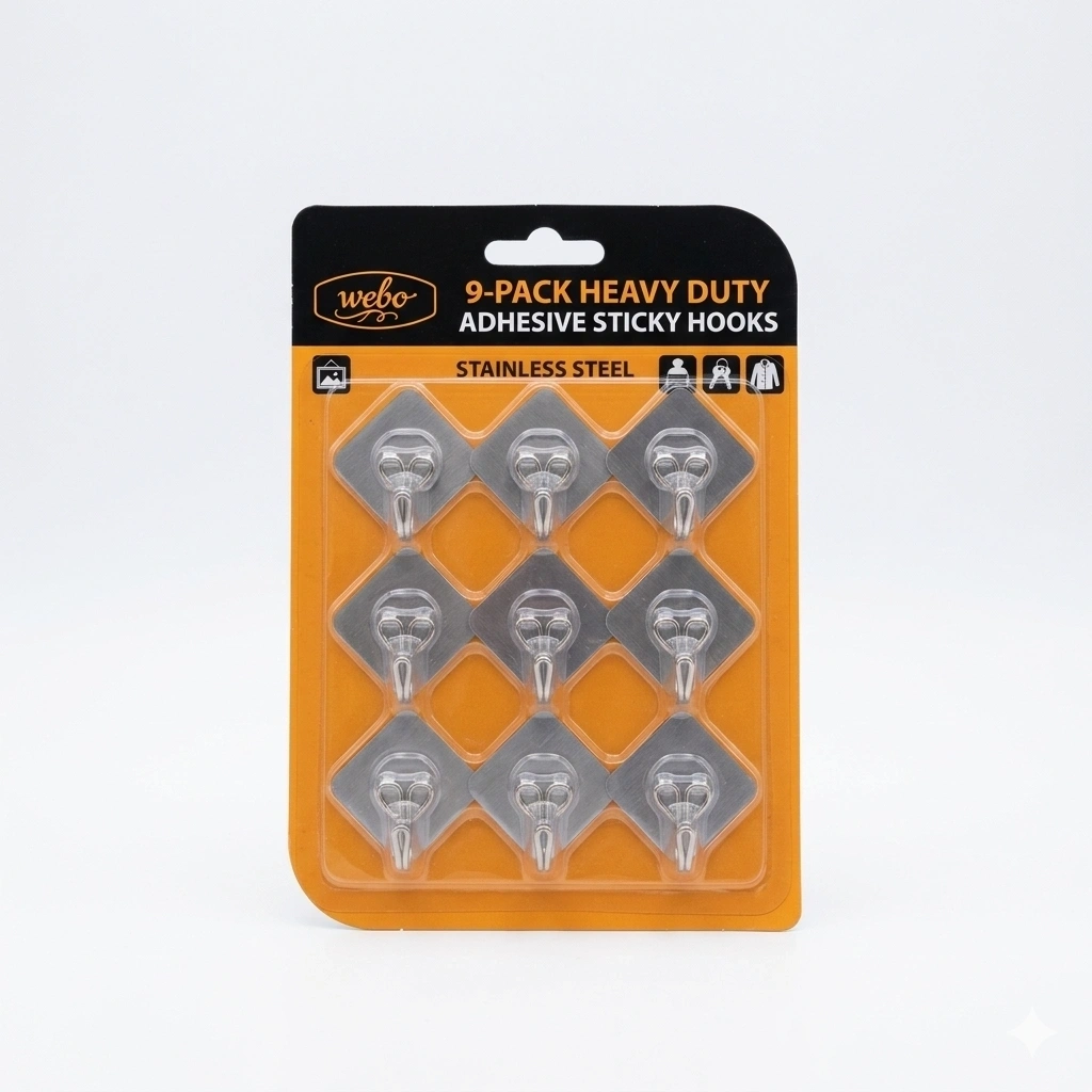 Stainless Steel Multi-Purpose Wall Hooks- 9Pcs 1
