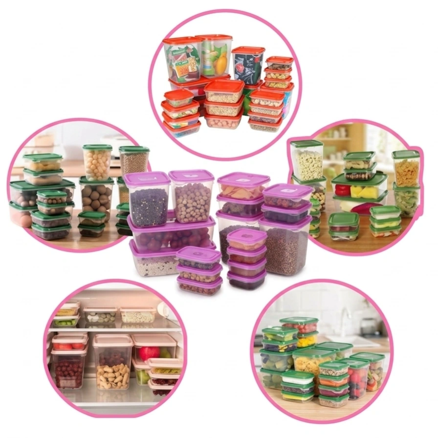 17 Set BPA Free Plastic Food Container with Lid Freezer and Microwave Safe 1