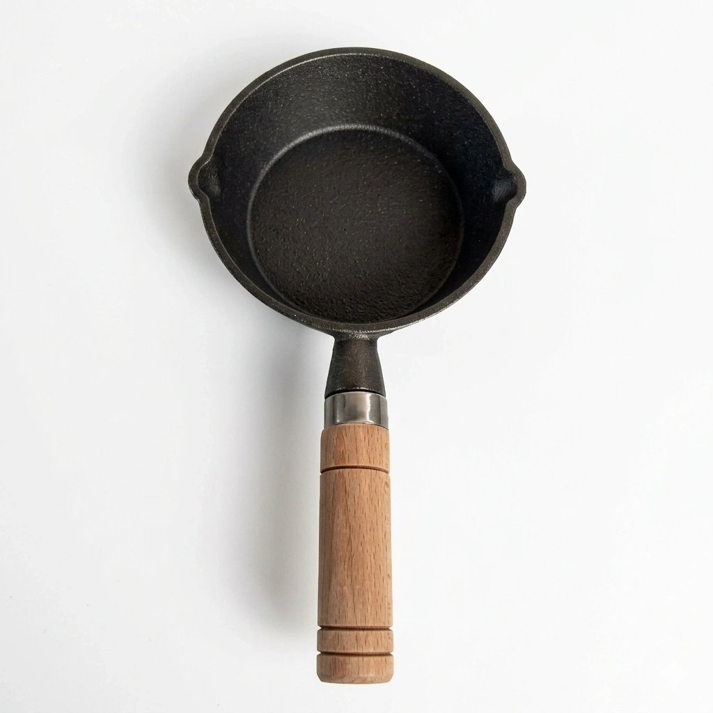 Cast Iron Tadka Pan with Wooden Handle - 13CM 1