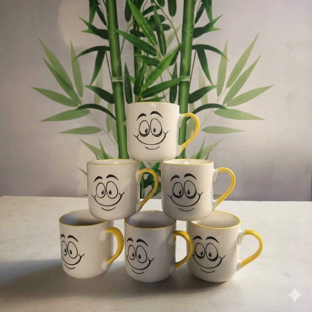 Delite Happy Face - Ceramic Cup Set– 6 Pcs 1