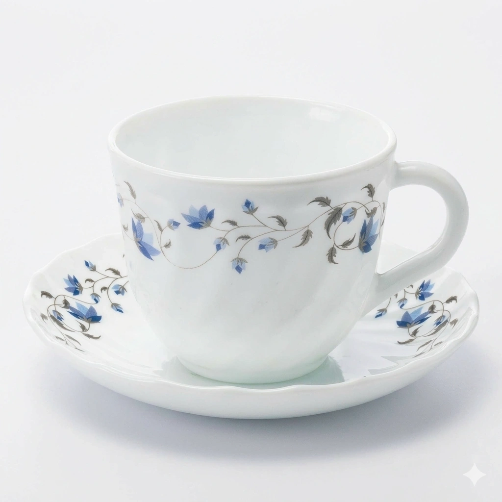 OPAL GLASS Cup and Saucer Set-12pcs(6pcs+6pcs) 2