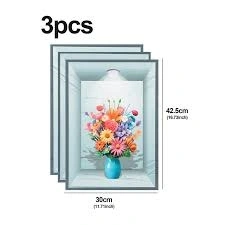 3pcs Self-Adhesive 3D Flower Pot Design Wall Stickers 1
