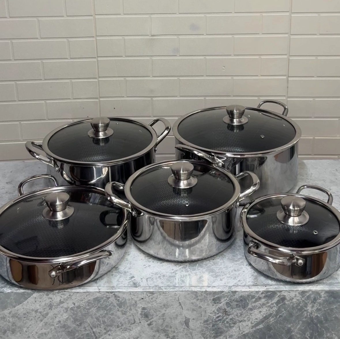 Triply Double Honeycomb Casserole Cookware Set with Lid Cooking, Serving, Storing - Set of 5 1