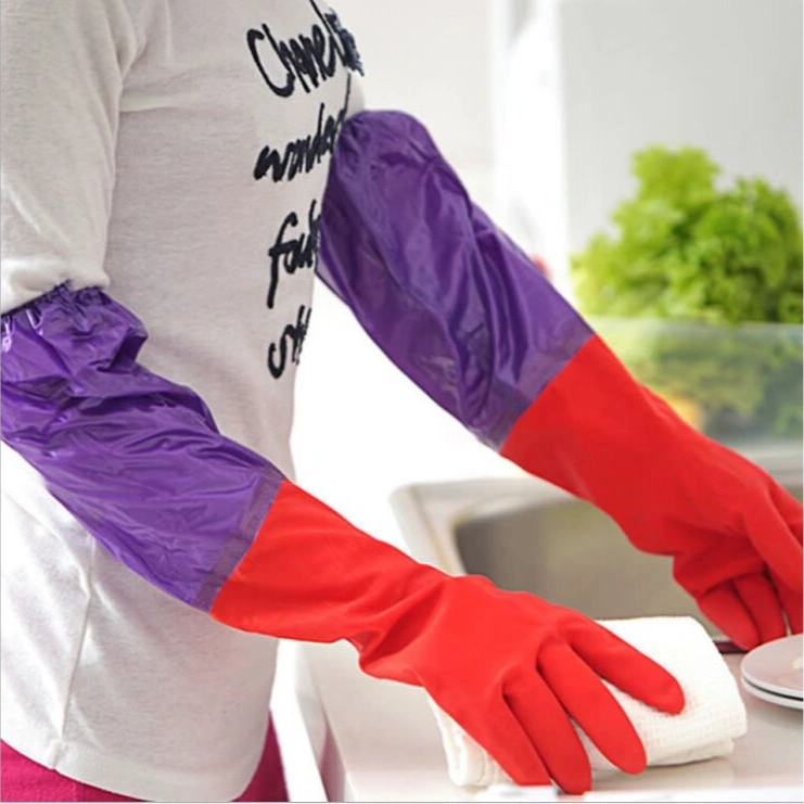 Reusable Long Dish Washing Rubber Gloves 1pair 2