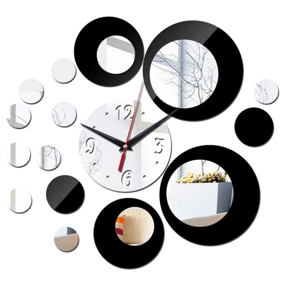 DIY Mirror Frameless Wall Clock - BLACK 1