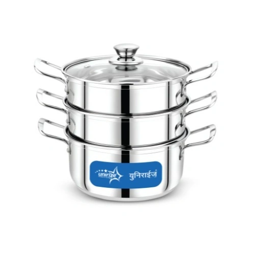Unirize Multi-Purpose Stainless Steel Steamer with Glass lid- 24*3 2