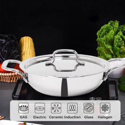 Tulip | Triply S S Kadhai with Steel Lid - 22CM 2