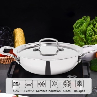 Tulip | Triply S S Kadhai with Steel Lid - 26cm 2