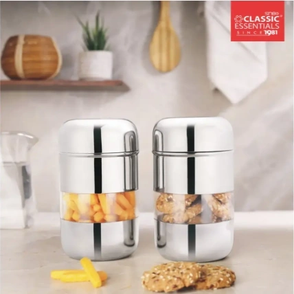 Unirize | Spice Container Clear View Stainless Steel 2pcs Set - 350ml 1