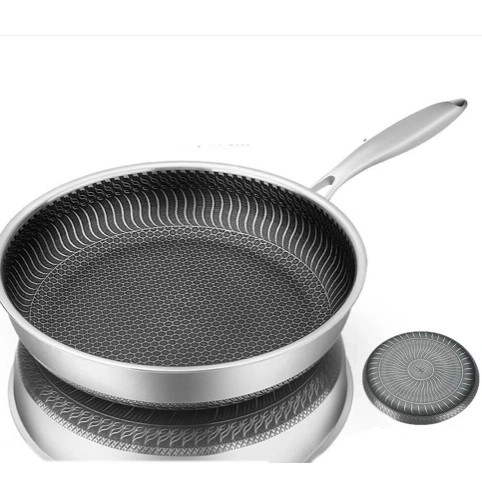 Double Honeycomb Triply Stainless Steel Glass Lid FryPan - 32cm 1