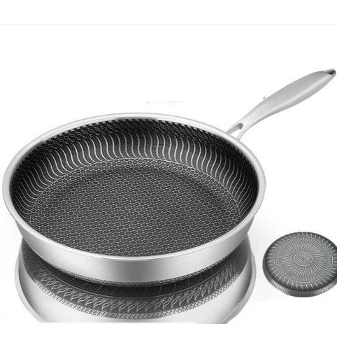 Double Honeycomb Triply Stainless Steel Glass Lid FryPan - 26cm 1