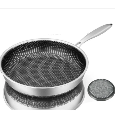 Double Honeycomb Triply Stainless Steel Glass Lid FryPan - 30cm 1