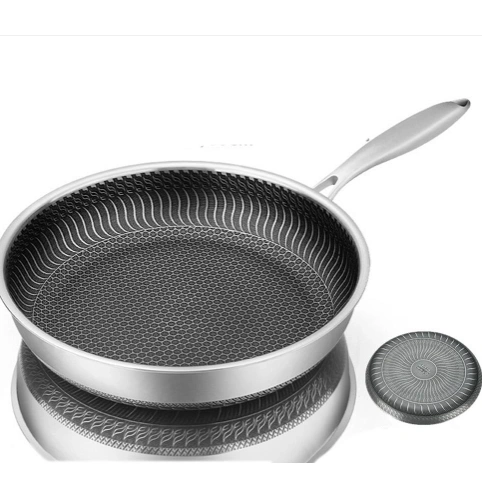 Double Honeycomb Triply Stainless Steel Glass Lid FryPan - 24cm 1