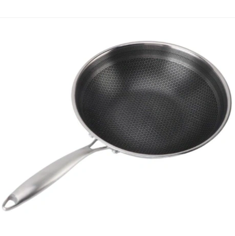 Deep Double Honeycomb Triply SS Frypan - 24cm 2