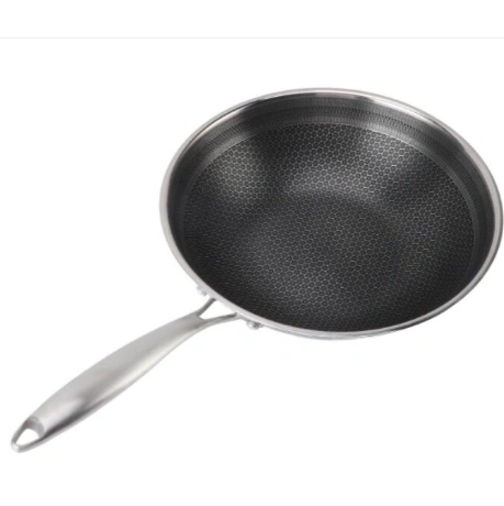 Deep Double Honeycomb Triply SS Frypan - 26cm 2