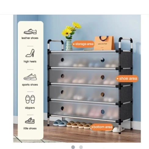 5 layer Steel Shoe Rack with 4pcs Dust-Proof Cover 1