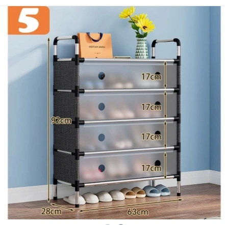 5 layer Steel Shoe Rack with 4pcs Dust-Proof Cover 2
