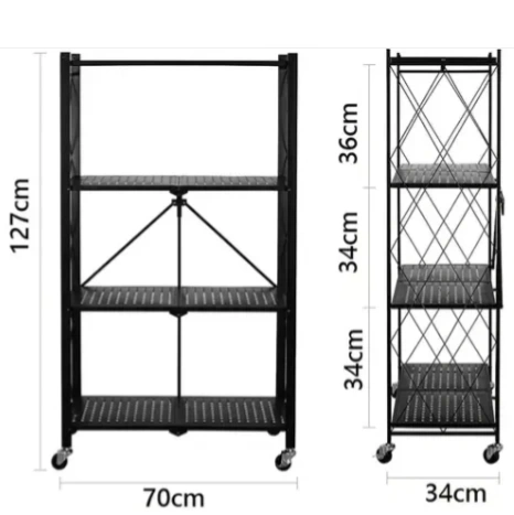Heavy Duty Multifunctional Foldable Metal Rack with Wheel - 4 Layer 2