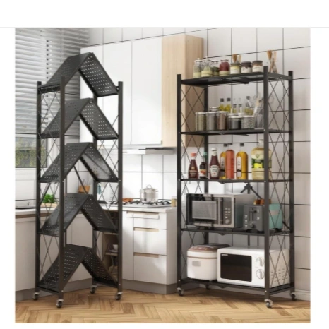 Heavy Duty Multifunctional Foldable Metal Rack with Wheel - 4 Layer 1