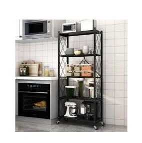 Heavy Duty Multifunctional Foldable Metal Rack with Wheel - 5 Layer 3