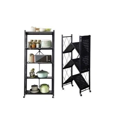 Heavy Duty Multifunctional Foldable Metal Rack with Wheel - 4 Layer 4