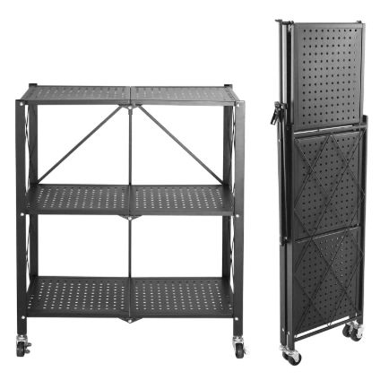 Heavy Duty Multifunctional Foldable Metal Rack with Wheel - 3 Layer 2