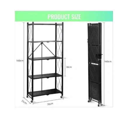 Heavy Duty Multifunctional Foldable Metal Rack with Wheel - 5 Layer 1