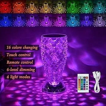 Crystal Lamp RGB 16 Color Adjustable Fish Scale Touching Control Crystal Lights for Bedroom Living Room 1