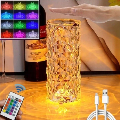 Citaaz (3 Color Crystal Diamond Table Lamp LED Atmosphere Lamp Adjustable for Bedside Bedroom Night Light) 1