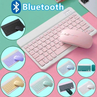 Bluetooth Mouse and Keyboard, Wireless Keyboard and Mouse Kit Compatible with iOS, Android, Windows, 10IN Ultra-Slim Keyboard and Mouse 1