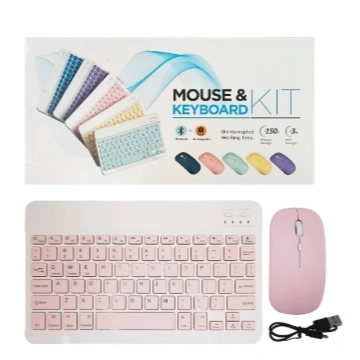 Bluetooth Mouse and Keyboard, Wireless Keyboard and Mouse Kit Compatible with iOS, Android, Windows, 10IN Ultra-Slim Keyboard and Mouse 3