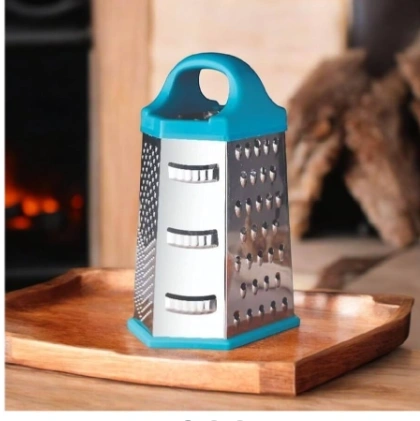 6 In 1 Multifunctional Stainless Steel Box Grater With Wooden Design Handle For Comfortable Grip 1
