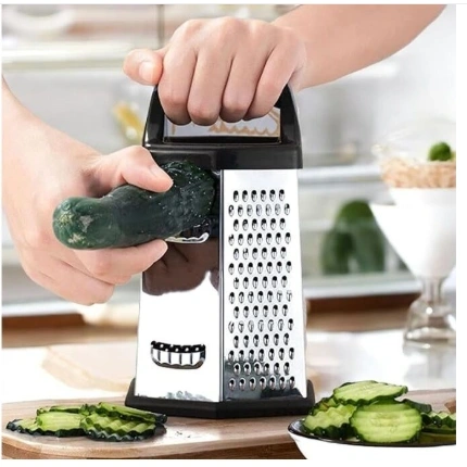 6 In 1 Multifunctional Stainless Steel Box Grater With Wooden Design Handle For Comfortable Grip 2