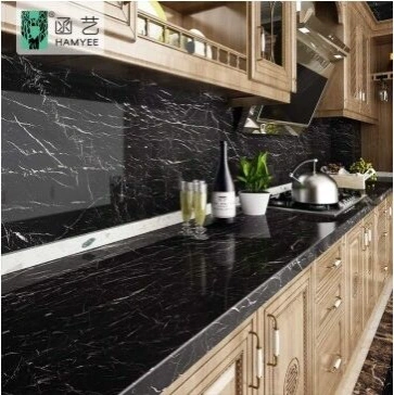Marble Design Kitchen Wall Sticker Oil Proof - 60cm*3m ( Black ) 2