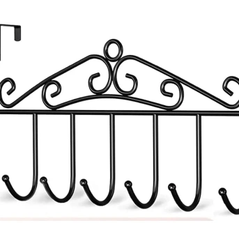 Iron Door Hanging Hook Rack – 7 Hook Wall Clothes Hanger for Towels, Hats, Coats & More 2