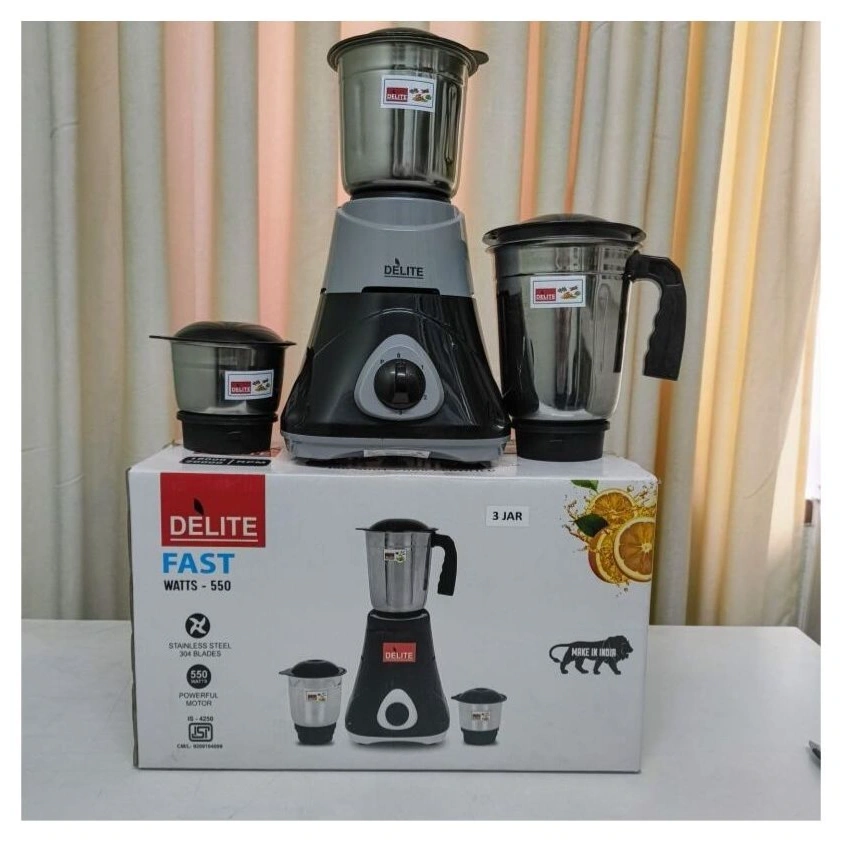 DELITE 550W Mixer Grinder – 3 Jar 1